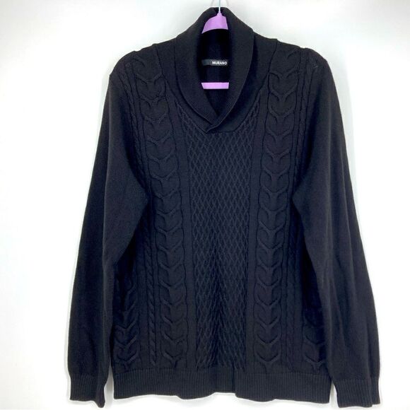 Murano Merino Wool Blend Cable Knit Shawl Collar Men’s Sweater Size L - Picture 1 of 6